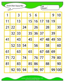Eksik Sayıyı Bul Çalışma Sayfaları